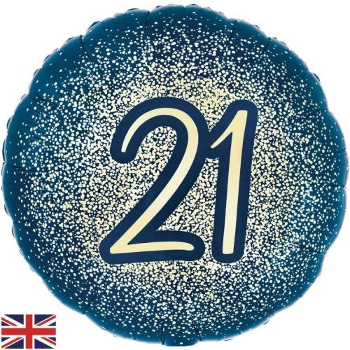 Foil Balloon 45cm Glitter Navy Gold #21