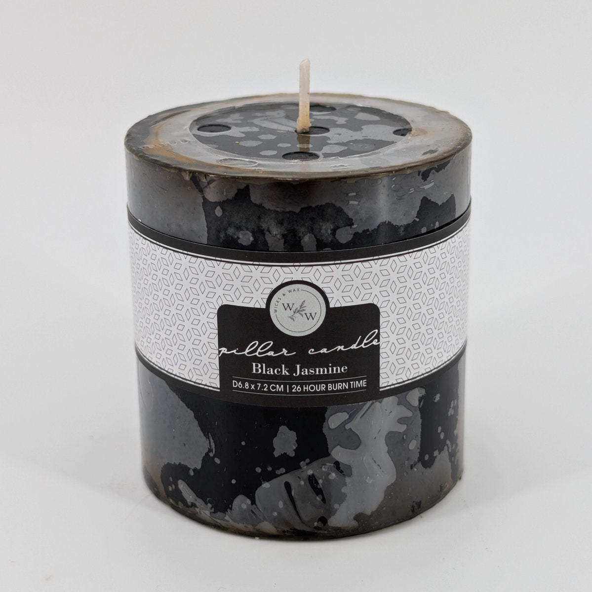 6.8x7.2cm Pillar Candle In Solid - Black Jasmine