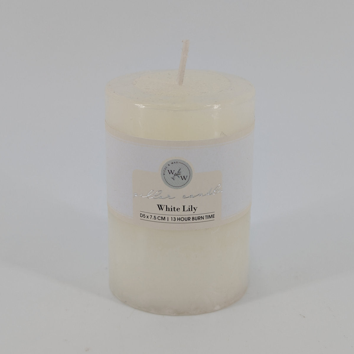 5x7.5cm Pillar Candle In Solid - White Lily