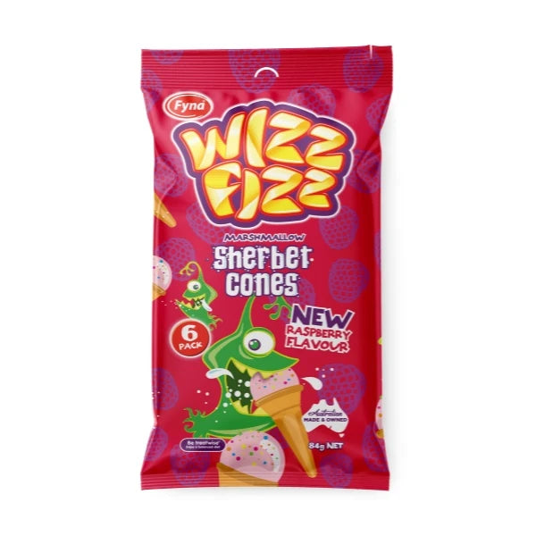 Wizz Fizz RASPBERRY SHERBET CONES 6pk