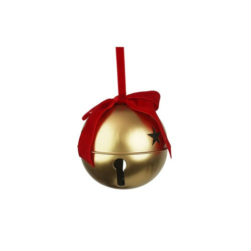 12CM CHAMPAGNE BELL W/RED VELVET BOW