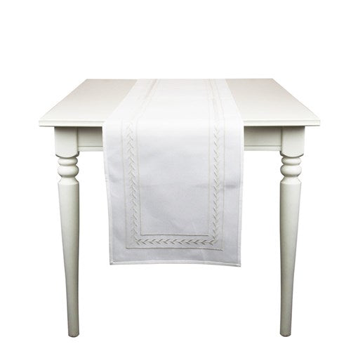 40X173CM SILVER EMROIDERED EDGING TABLE RUNNER