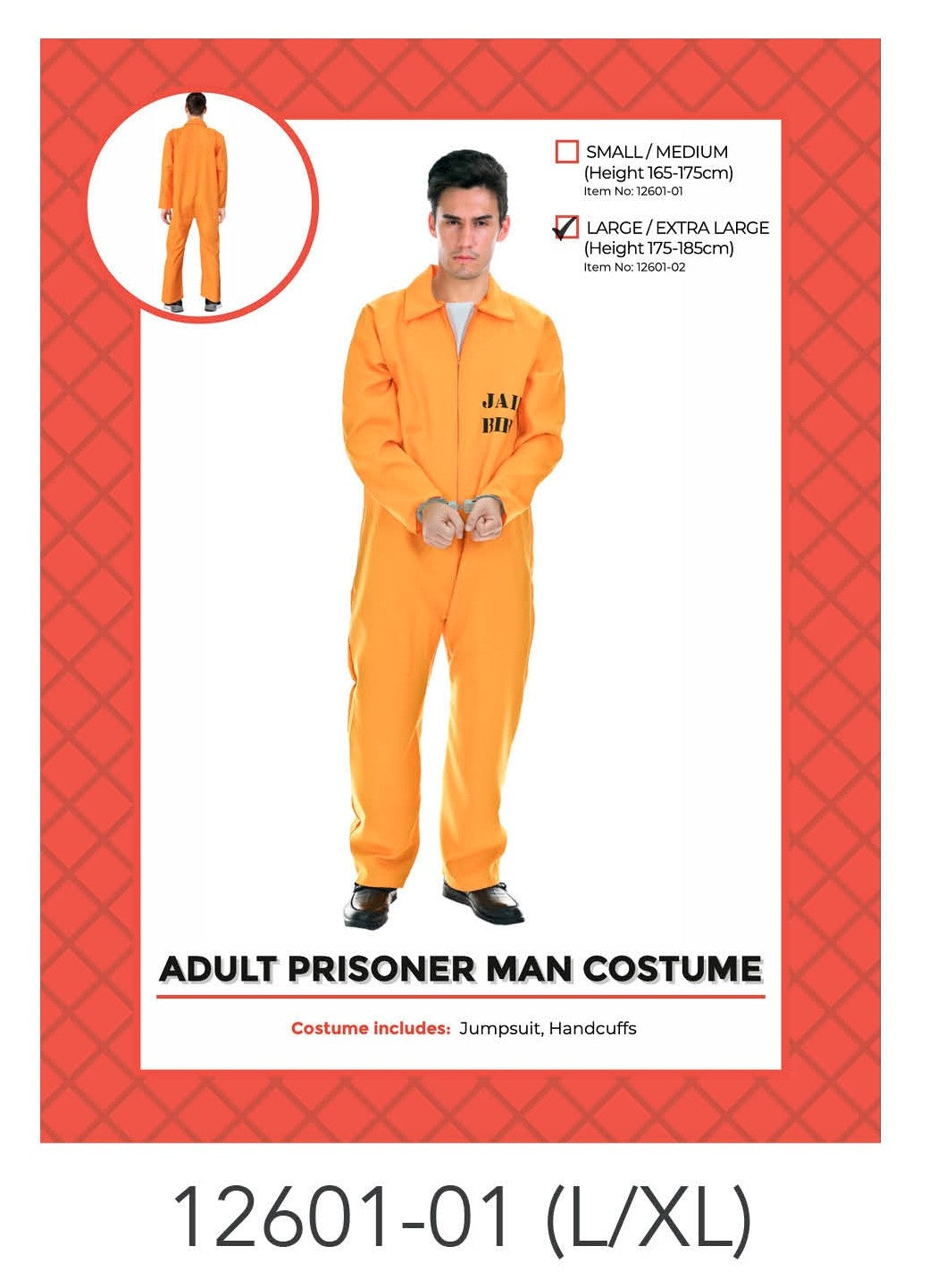 Adult Prisoner Costume (Orange) (L/XL) image 0