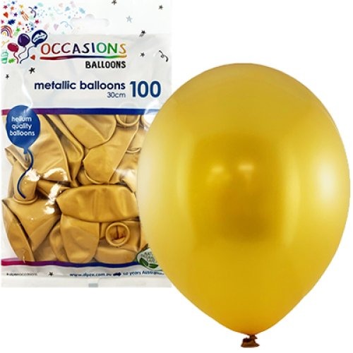 Metallic 30cm Latex Balloons 100pk - Gold image 0