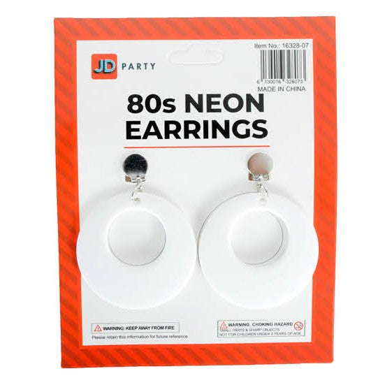 Neon 80s Earrings (White) image 0