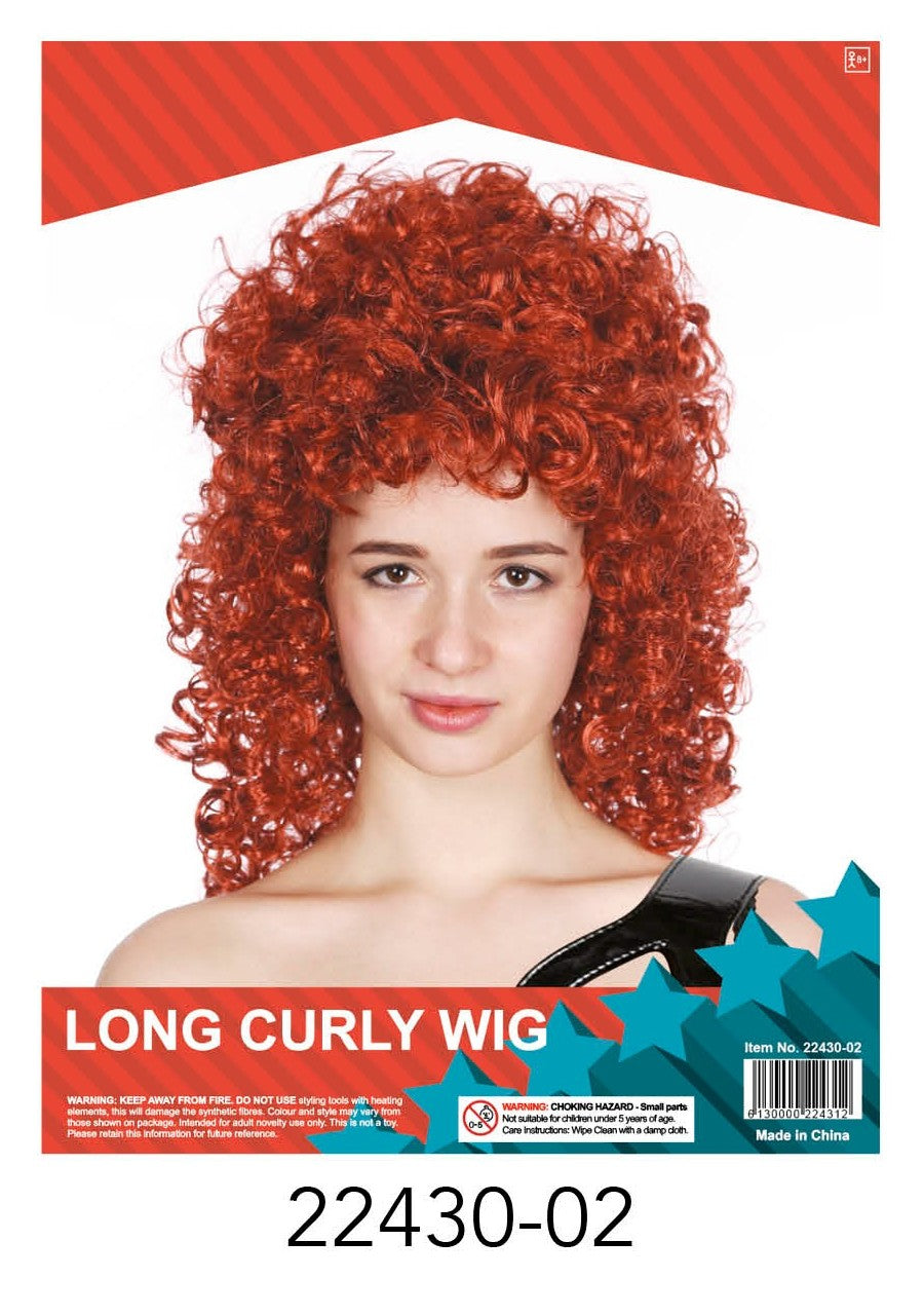 Lady Long Curly Wig (Dark Red) image 0