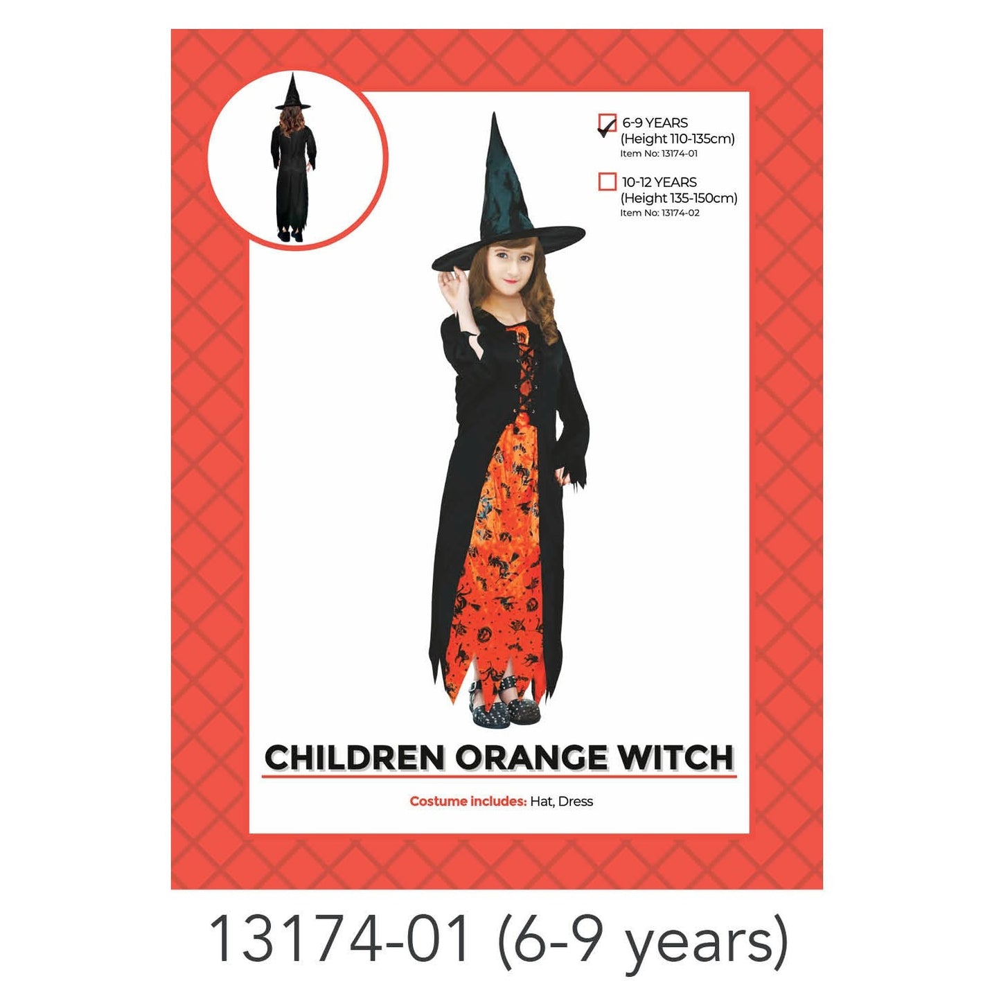 Children Orange Witch Costume (6-9 years) image 0