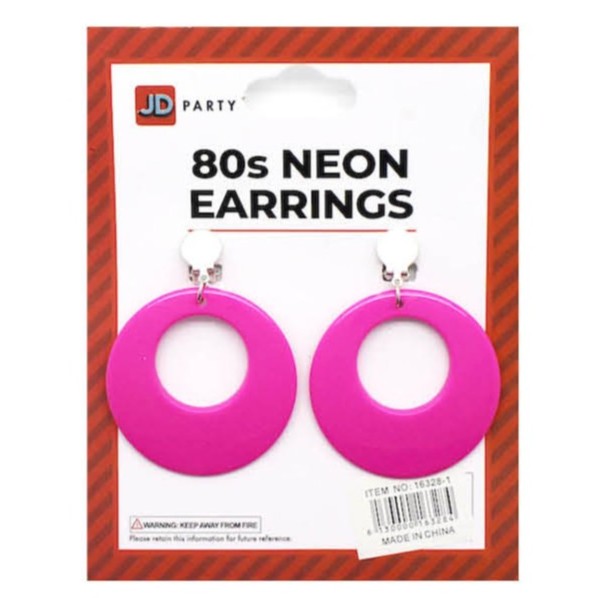 Neon 80s Earrings (Pink) image 0