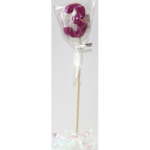 CANDLE PINK GLITTER LONG STICK #3 image 0