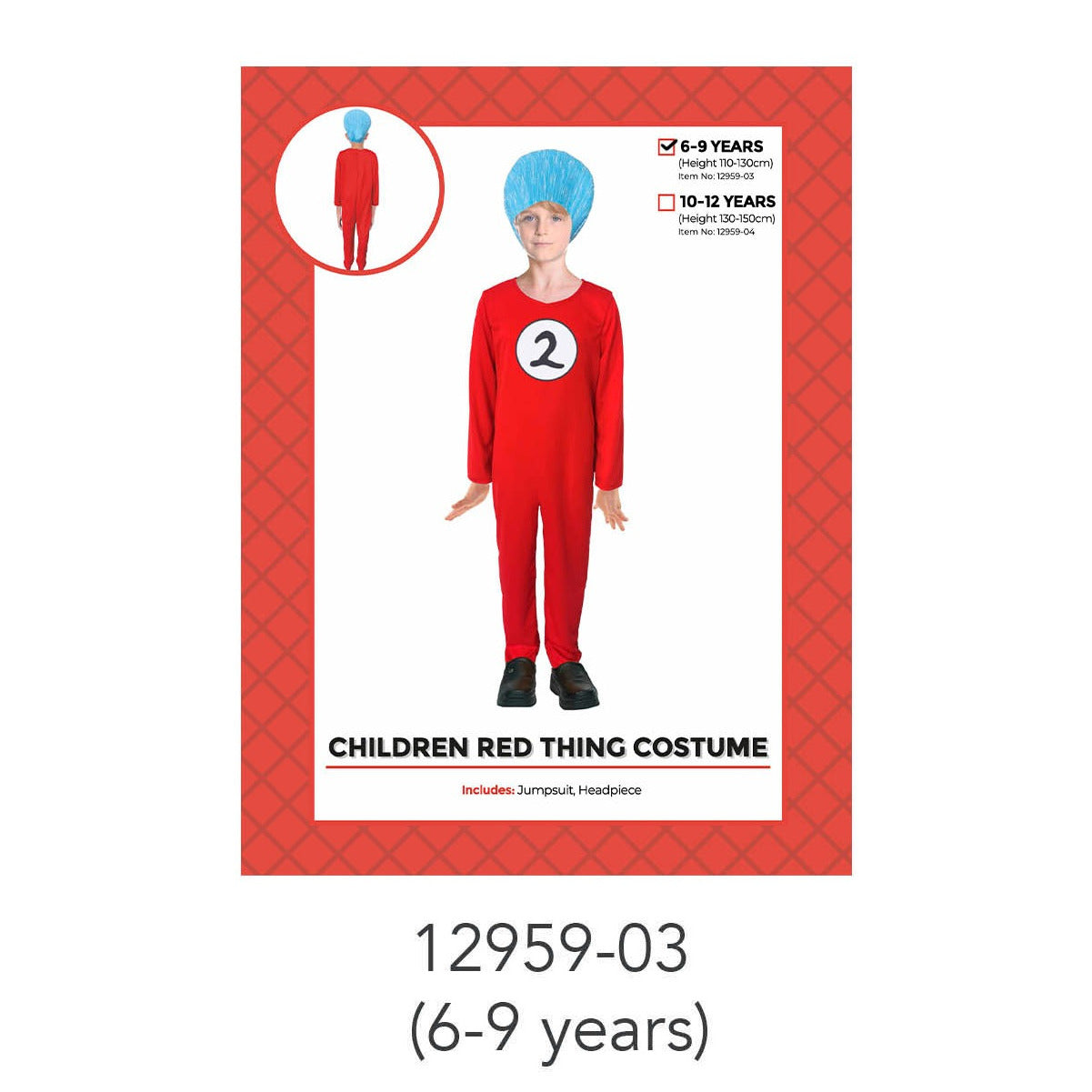 Children Red Thing 2 Costume 6-9 Years image 0