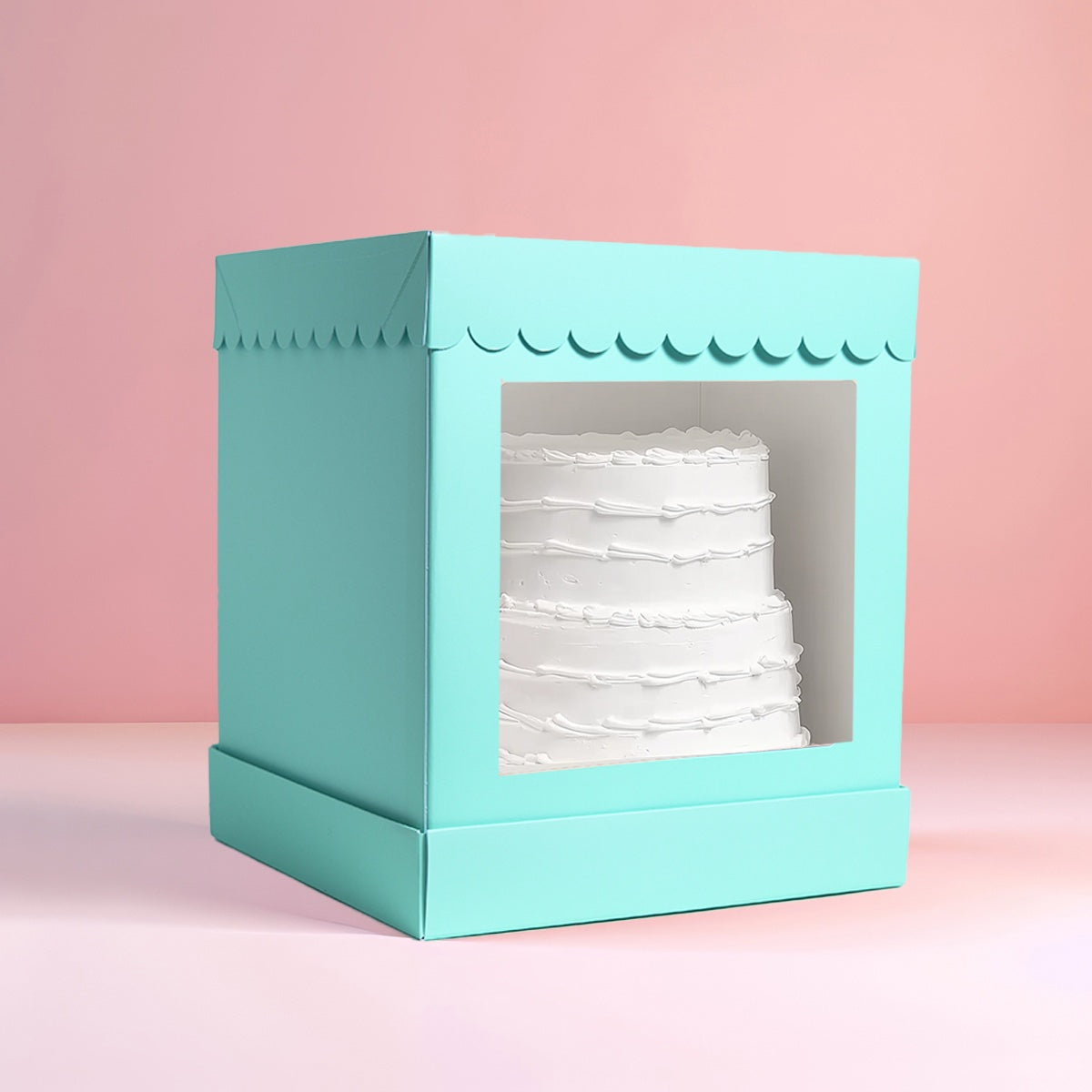 10†x 10†x 12†Tall Scalloped Cake Box - Pastel Blue image 0
