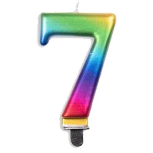 CANDLE NUMERAL JUMBO RAINBOW #7 image 0
