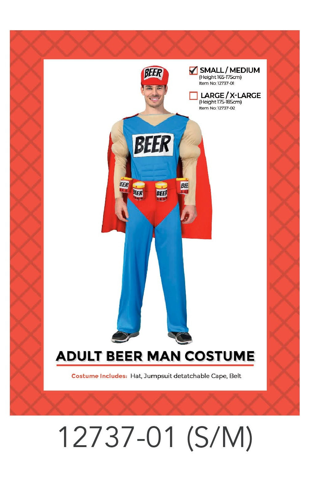 Adult Beer man Hero Costume S/M image 0