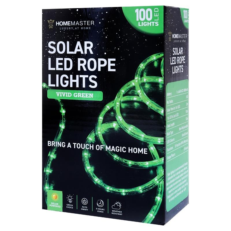 Rope Light Solar 100LED 12m Total Length Green 8 Functions image 0