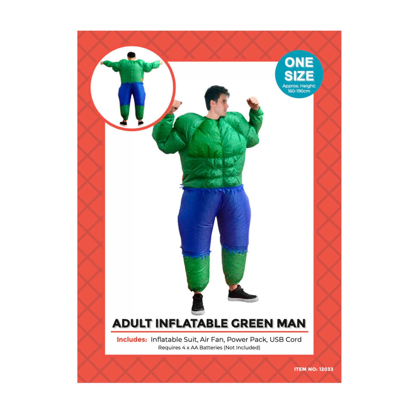 Adult Inflatable Green Muscle Man Costume image 0