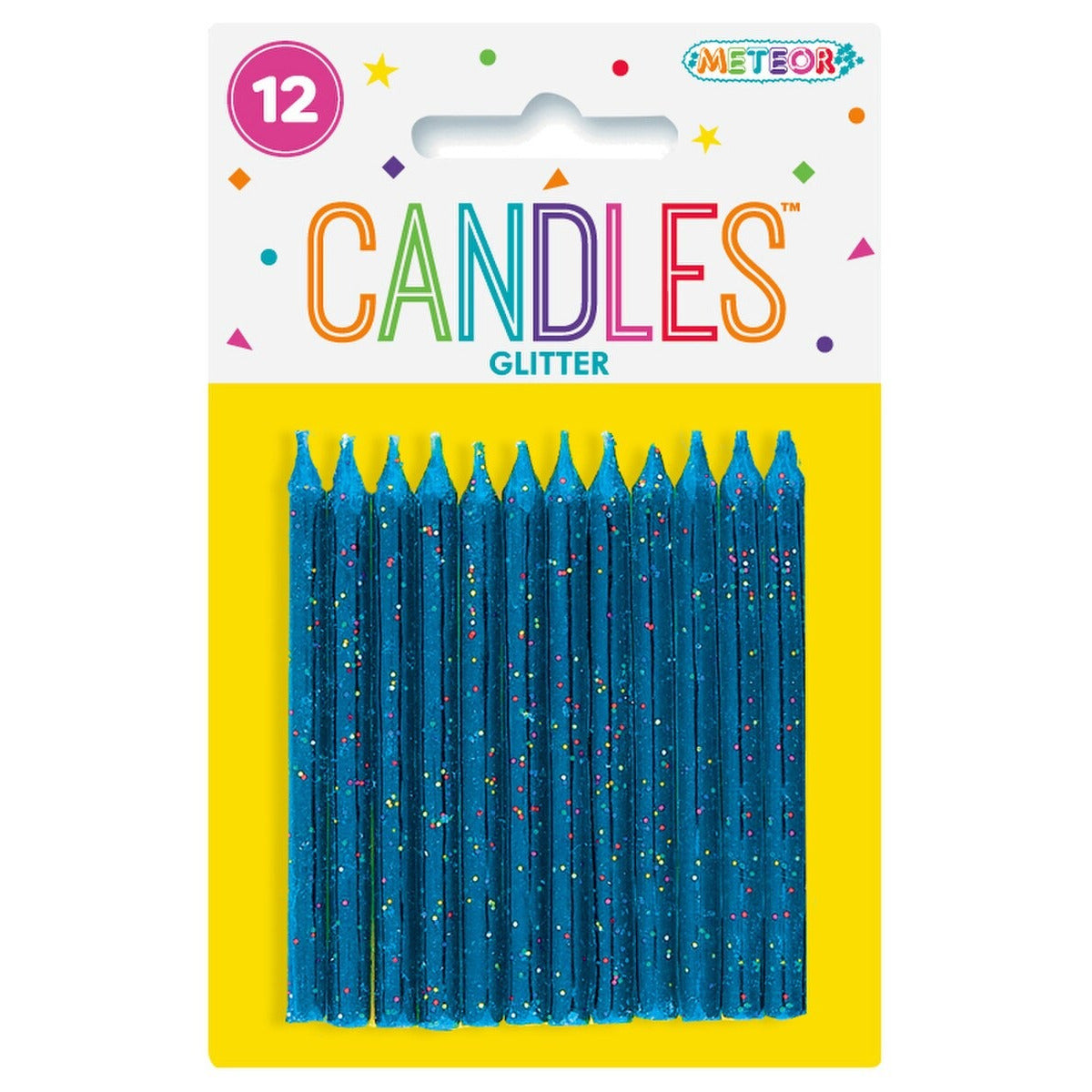 12 GLITTER CANDLES - BLUE image 0
