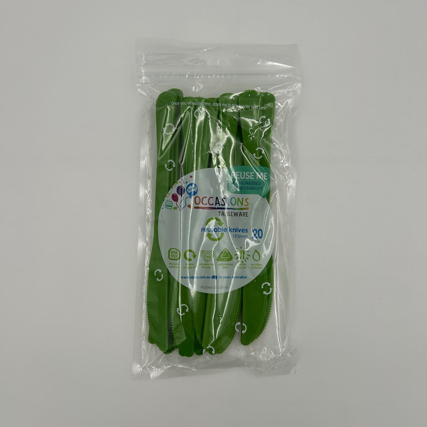 Lime Plastic Knife Pack 20 image 0