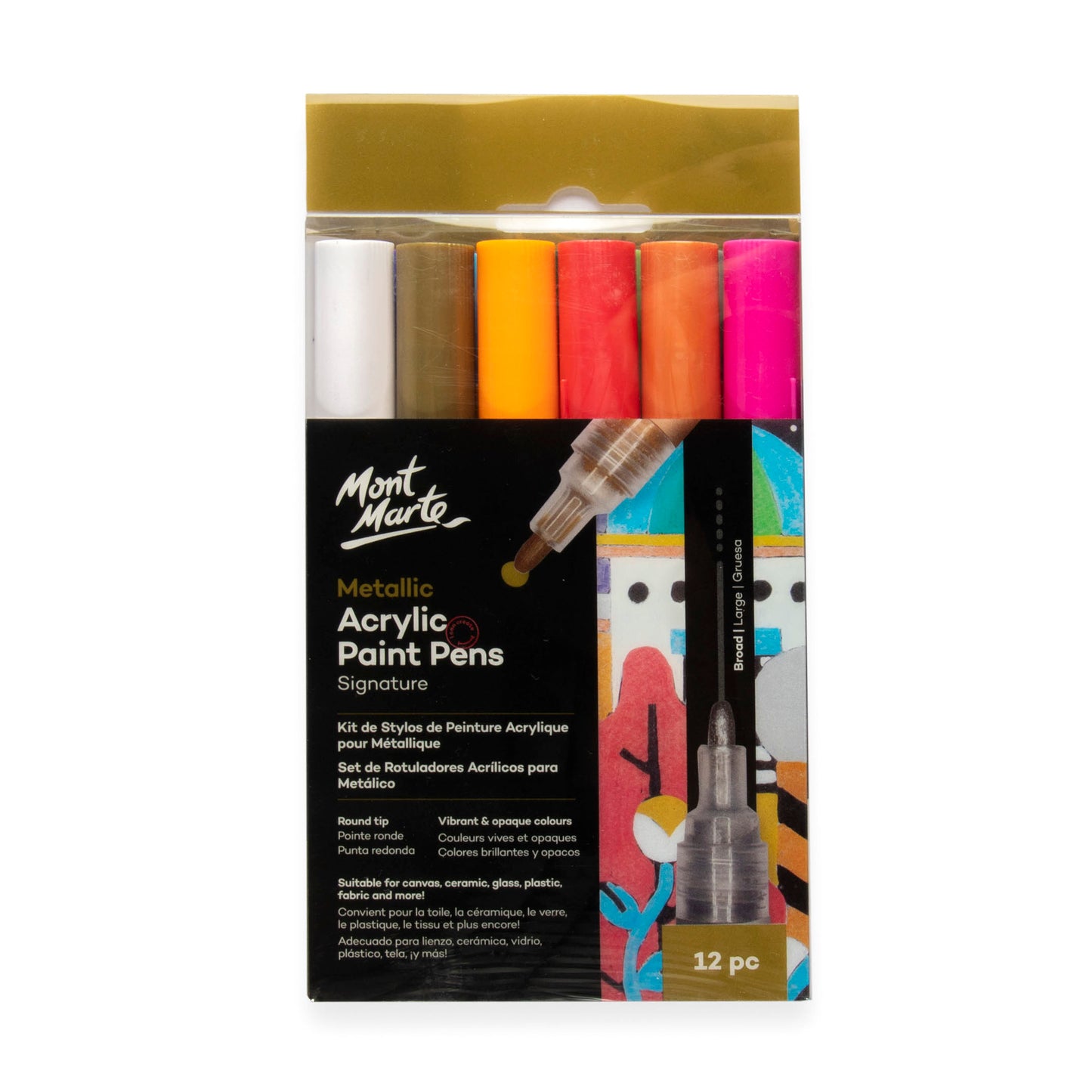 Metallic Acrylic Paint Pens Broad Tip 12pc image 0
