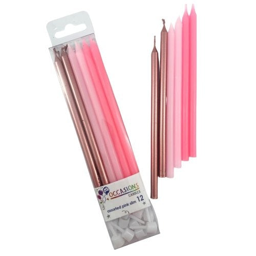 CANDLE SLIM 120MM PINKS + METALLIC image 0