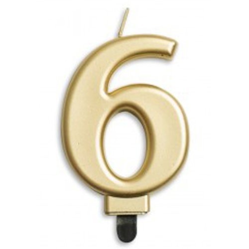 CANDLE NUMERAL JUMBO GOLD #6 image 0