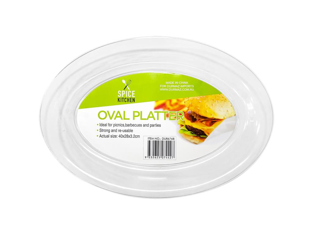 Transparent Plastic Platter - Oval - 40CM x 28CM image 0