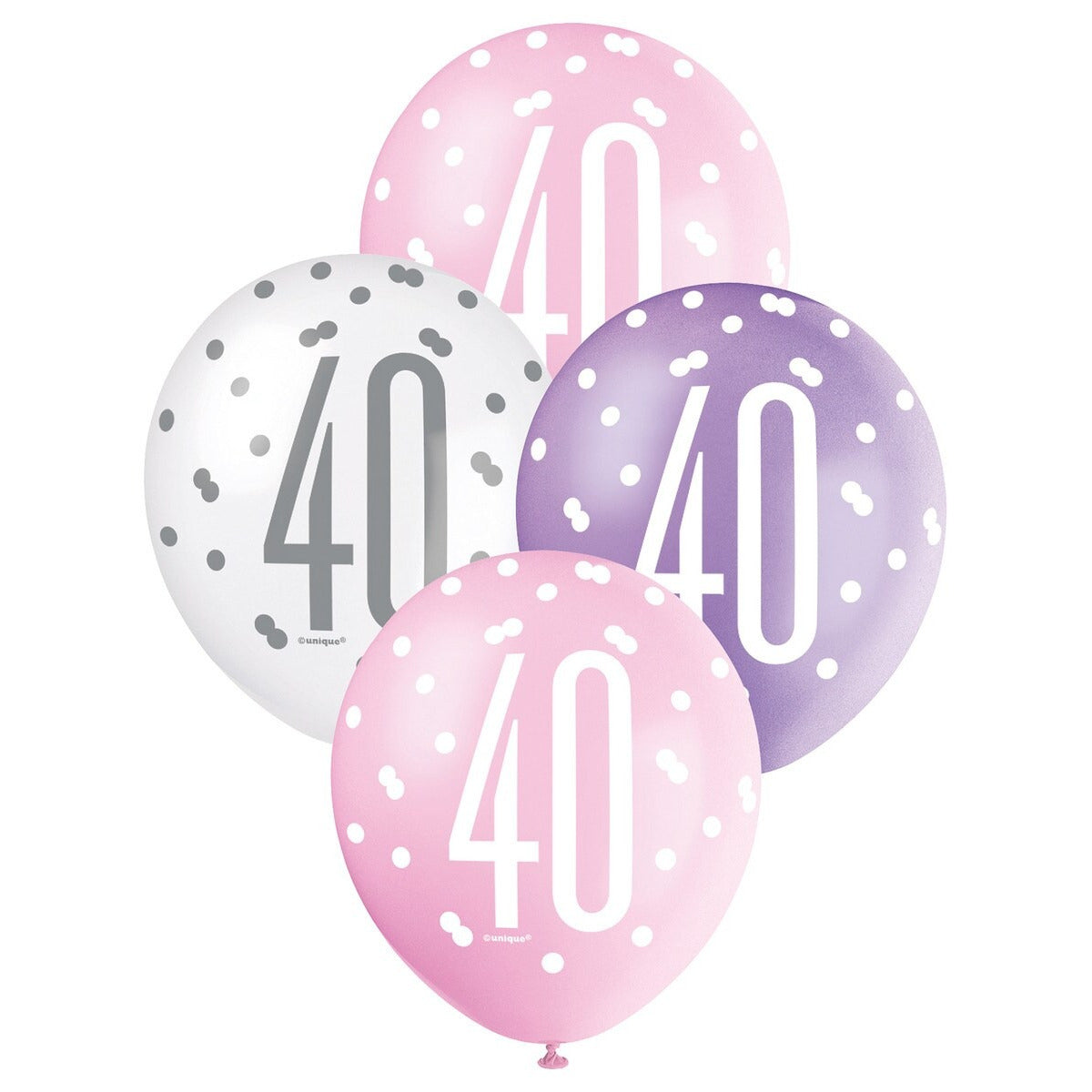 Pink, Purple & White Assorted 30cm Latex Balloons - 40 image 0