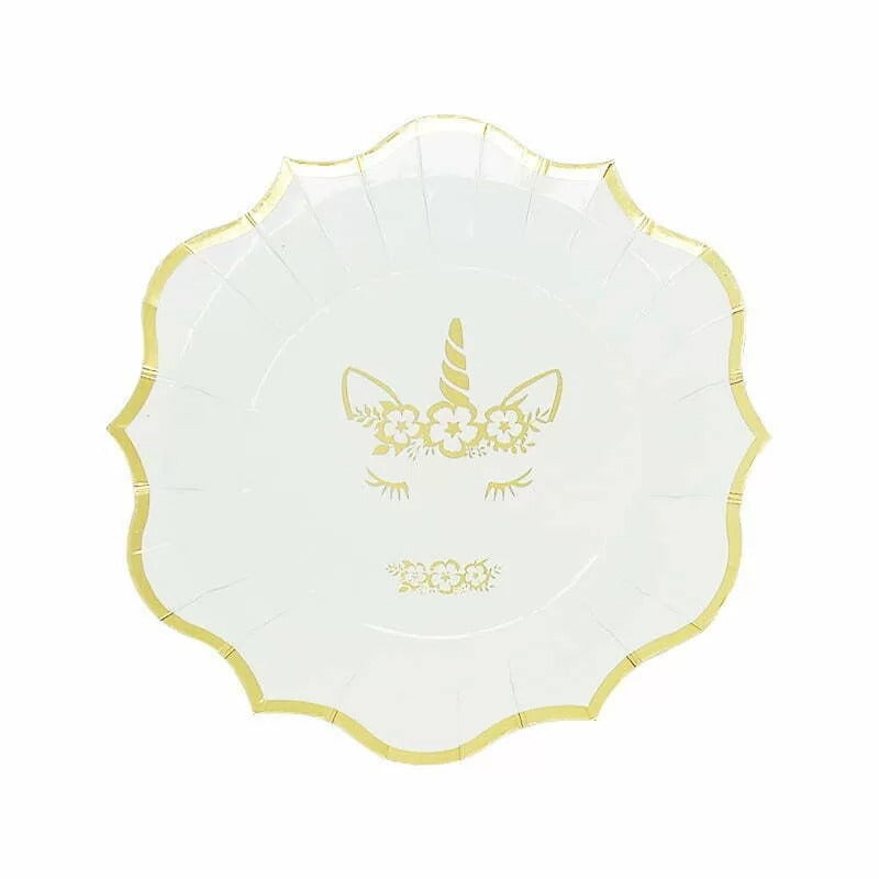 6 Gold Foil Unicorn Paper Plates image 0