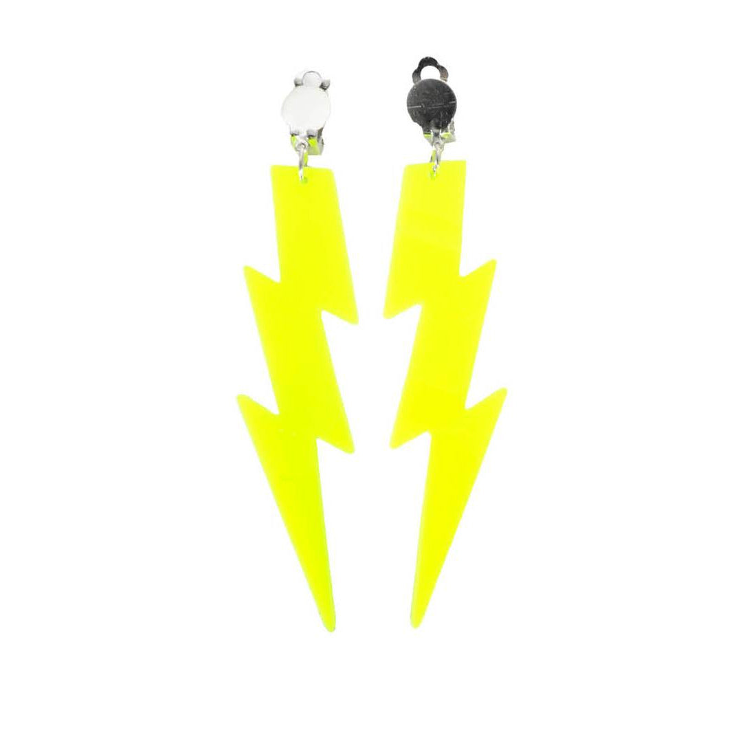 80S Lightning Earrings clip on (Yellow) image 0