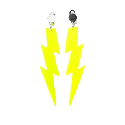 80S Lightning Earrings clip on (Yellow) image 0