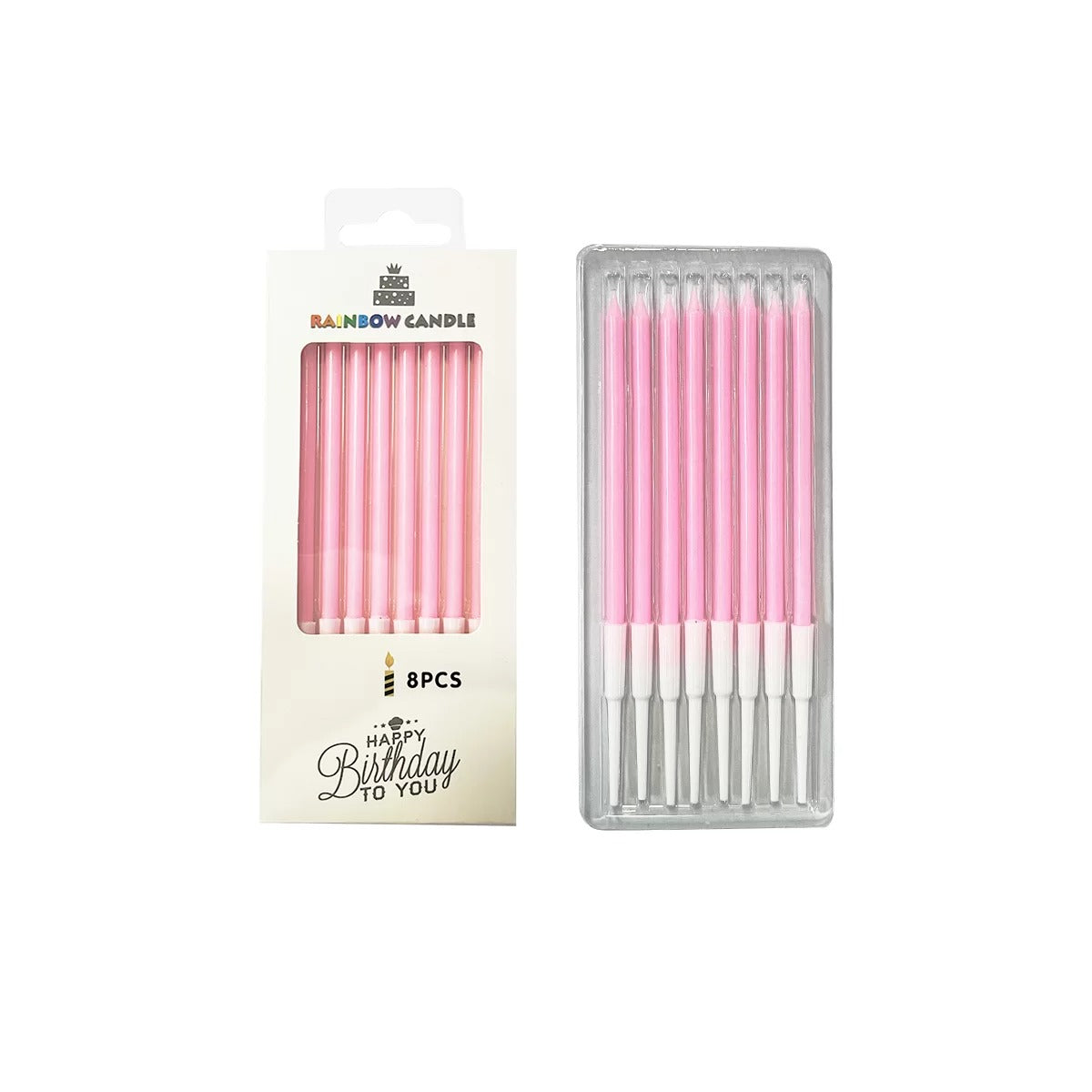 8 Pcs Candle Set - Pink image 0