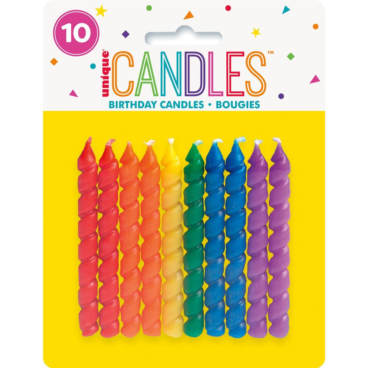 10 SPIRAL CANDLES - RAINBOW image 0