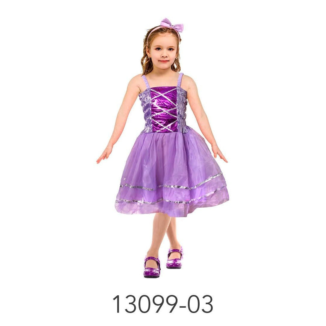 Children Metallic Princess Dress (Purple) image 0