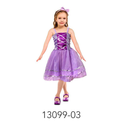Children Metallic Princess Dress (Purple) image 0