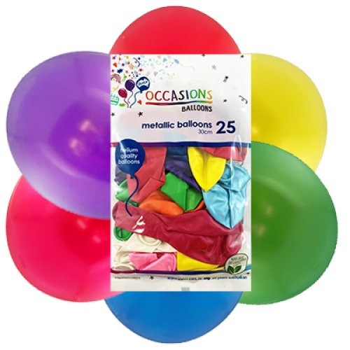 Metallic 30cm Latex Balloons 25pk - Assorted image 0