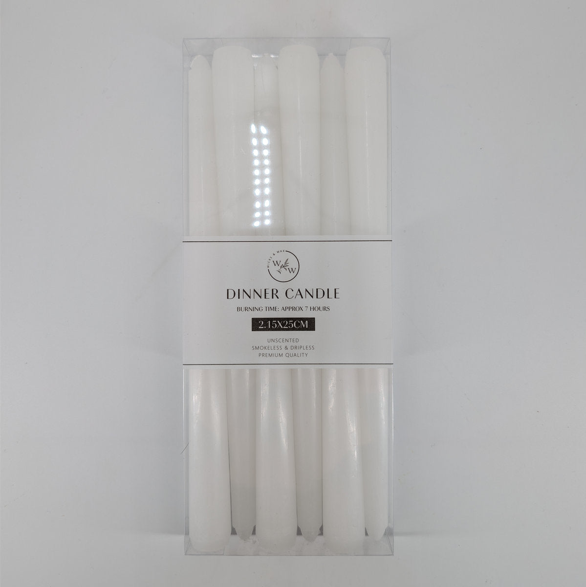 15x25cm Taper Candle - White 6pk