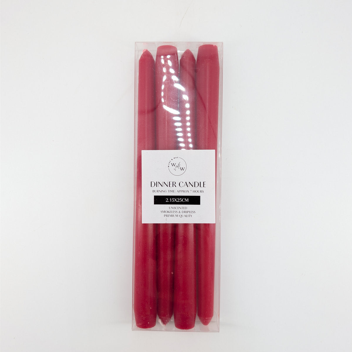 15x25cm Taper Candle - Red 4pk