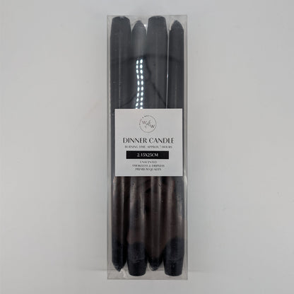 15x25cm Taper Candle - Black 4pc