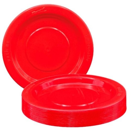 Red Plastic Lunch Plates Pack 20 image 0