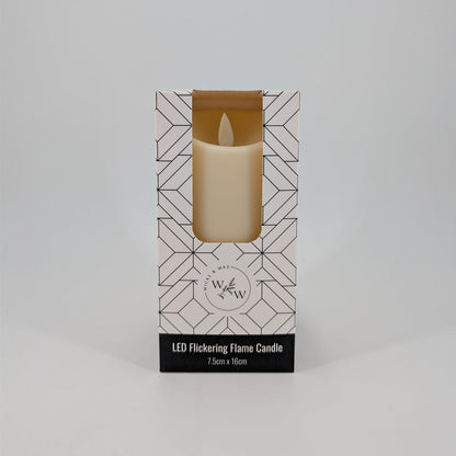7.5x16cm Led Flickering Plastic Candle - Cream