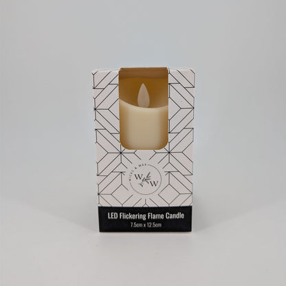 7.5x12.5cm Led Flickering Plastic Candle - Cream