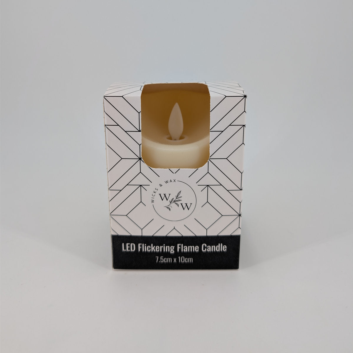 7.5x10cm Led Flickering Plastic Candle - Cream