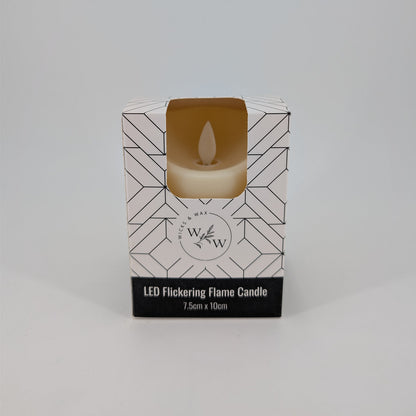 7.5x10cm Led Flickering Plastic Candle - Cream