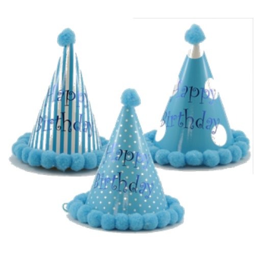 HAT POMPOM ASSORTED BLUES image 0