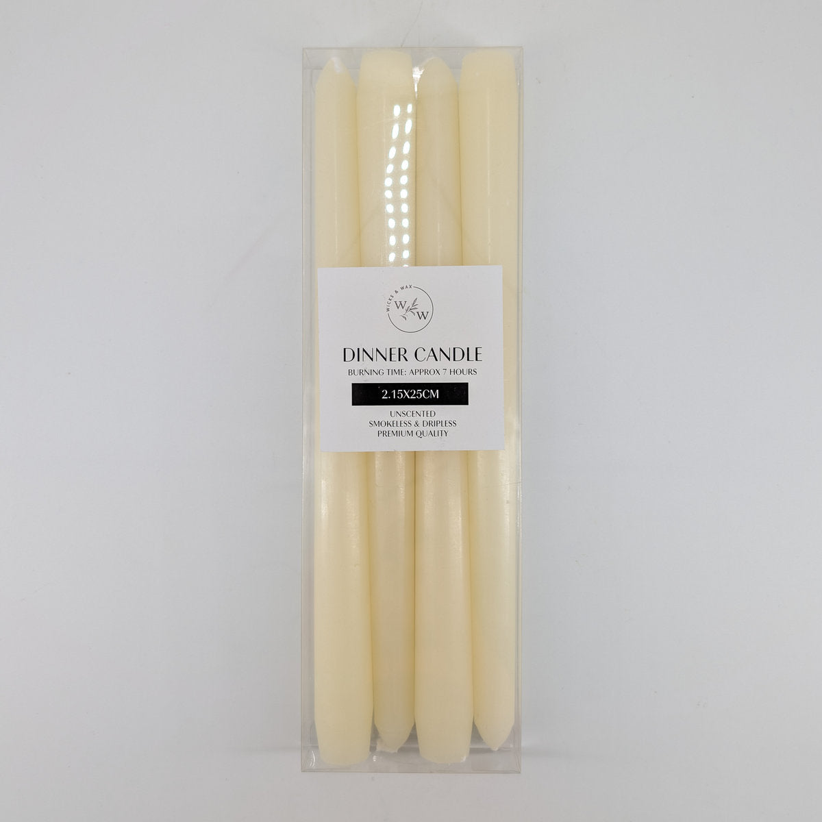 15x25cm Taper Candle - Ivory 4pk