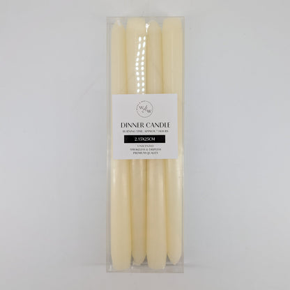 15x25cm Taper Candle - Ivory 4pk