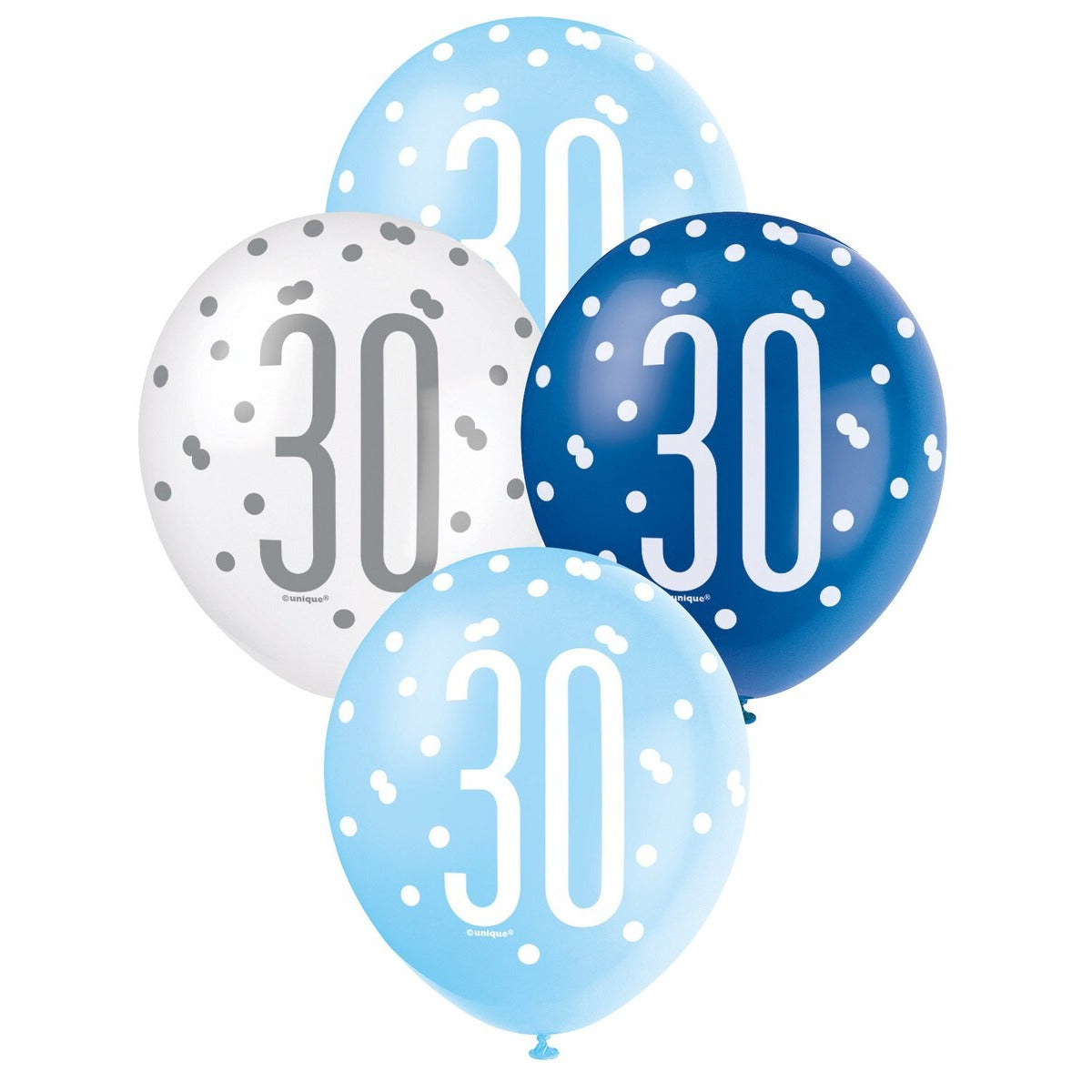 Blue & White Assorted 30cm Latex Balloons - 30 image 0