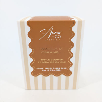 270G Signature Glass Lid Candle - Vanilla & Caramel
