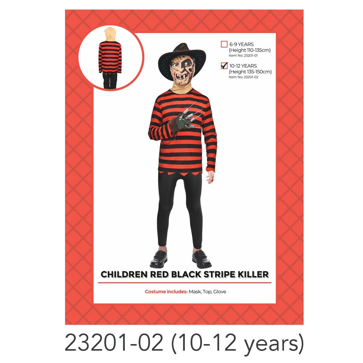 Childer Killer Stripe Costume 10-12 years image 0