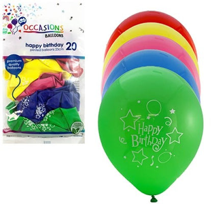 Happy Birthday Print Balloons 20pk image 0