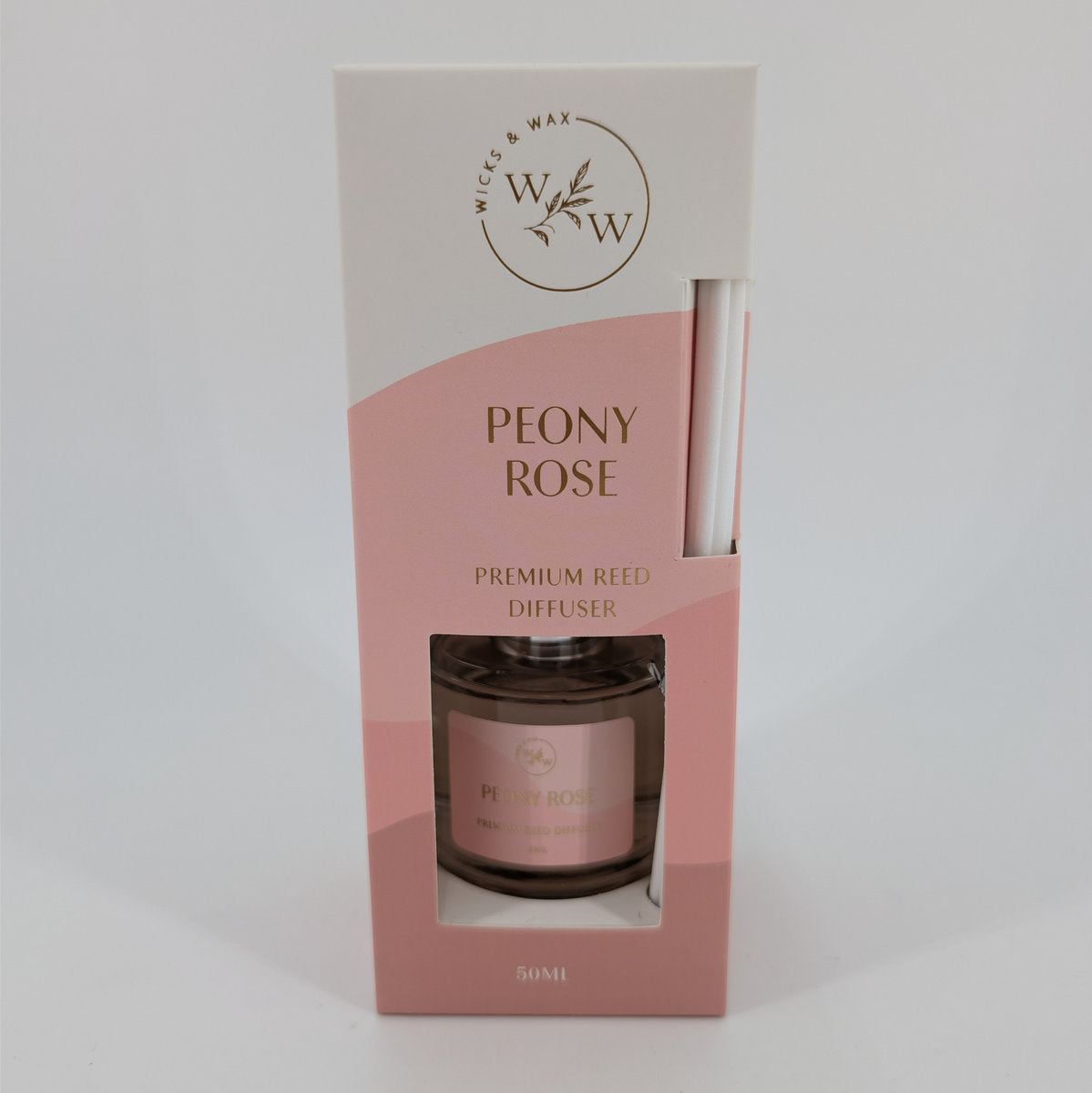 50ml Wicks & Wax Diffuser - Peony Rose